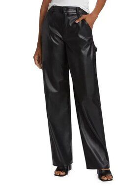 NWOT Rag & Bone Sid Faux Vegan Leather Black Carpenter Pants High Straight 31